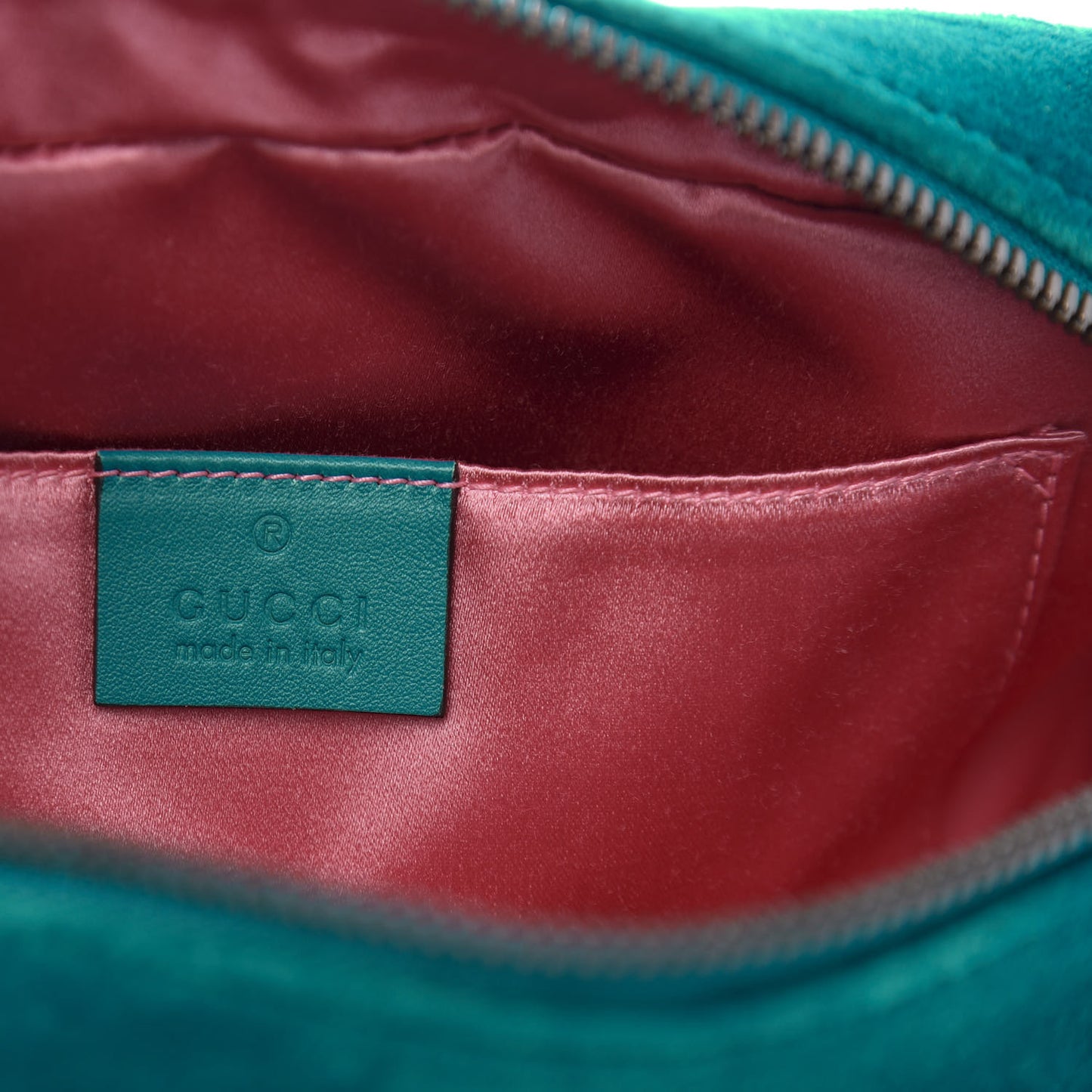 Velvet Matelasse Small GG Marmont Chain Shoulder Bag Pavone Cyan