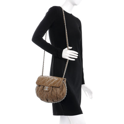 Chanel Crumpled Lambskin Quilted Medium Chain Around Flap Light Khaki 2 of 8