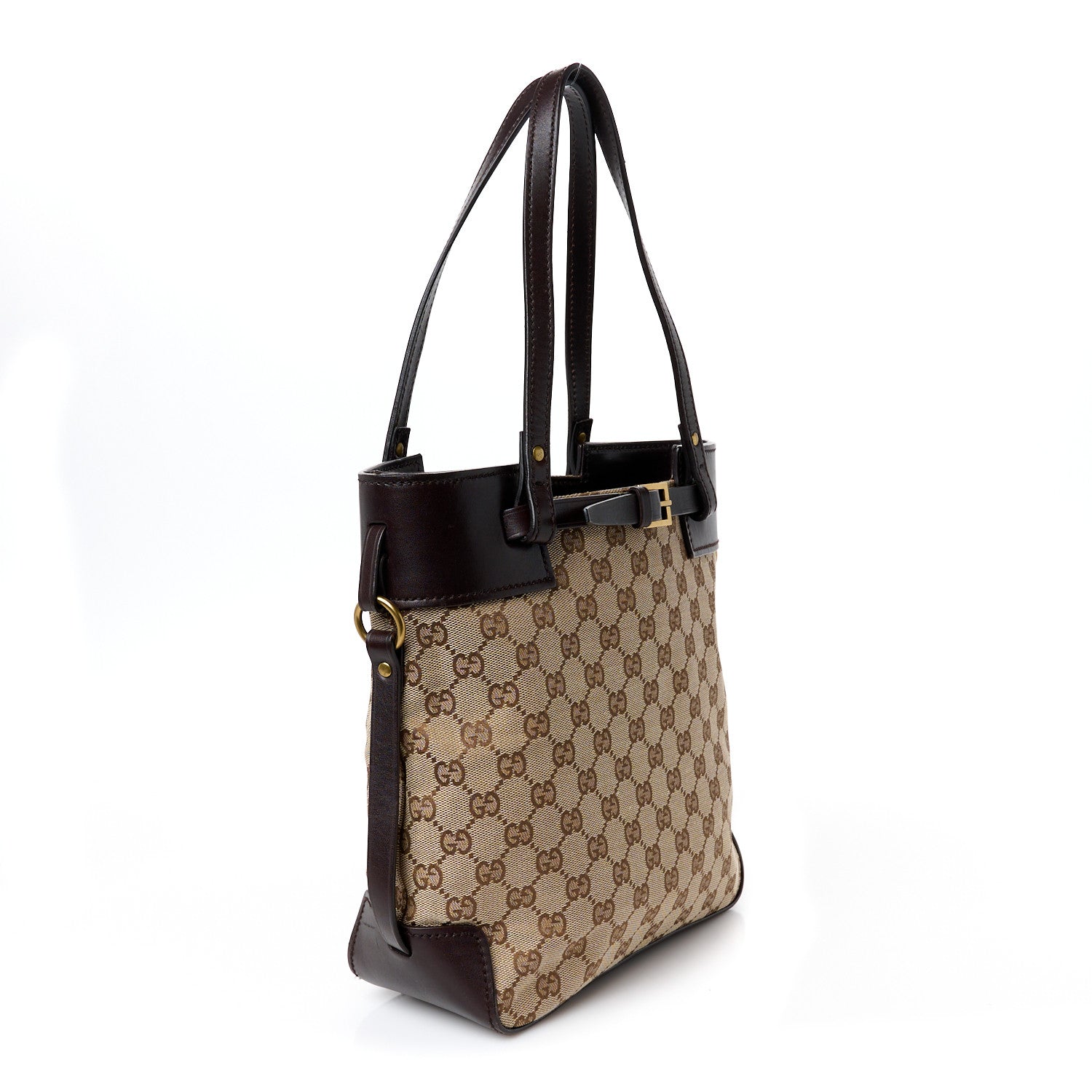 Gucci Monogram Small Bucket Tote Dark Brown 3 of 10