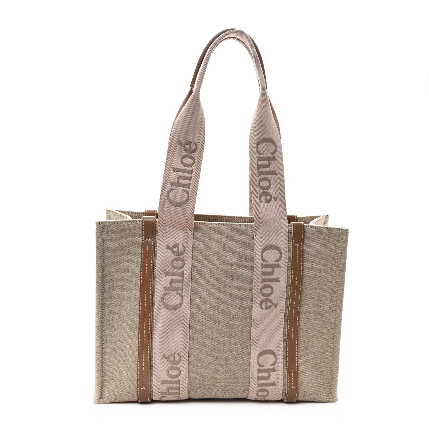 Chloe Linen Calfskin Medium Woody Ribbon Tote Blushy Beige 1 of 12