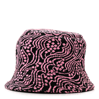 Prada Maglia Jacquard Metal Triangle Logo Womens Bucket Hat M Black Rosa 6 of 8