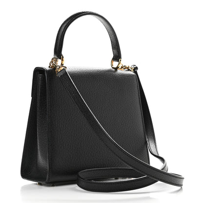 Gucci Textured Calfskin Lady Lock Top Handle Frame Bag Black 3 of 10