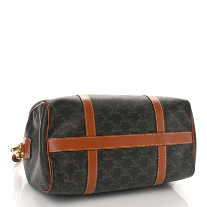 Celine Triomphe Canvas Calfskin Boston Bag Tan 4 of 8