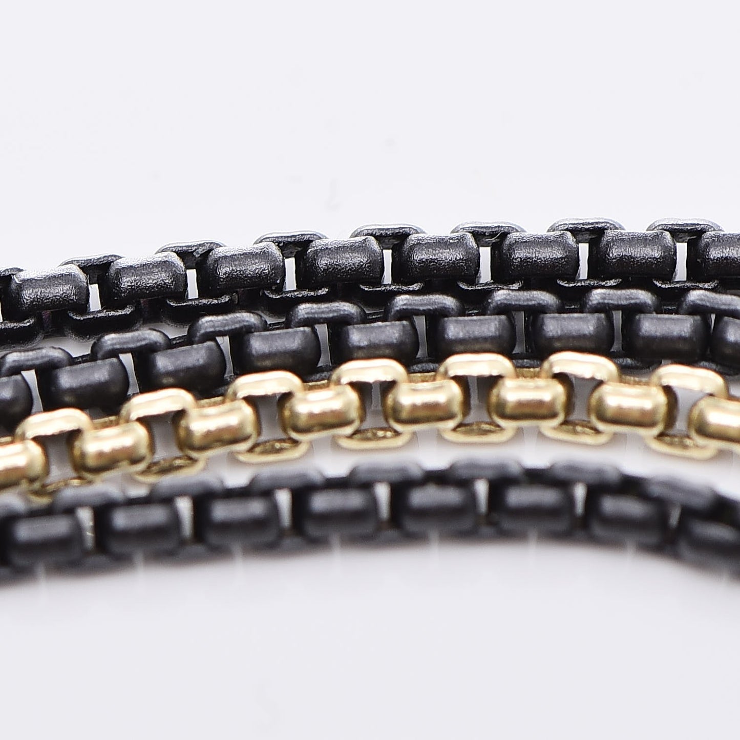 Darkened Sterling Silver 18K Yellow Gold Four Row Chain Necklace