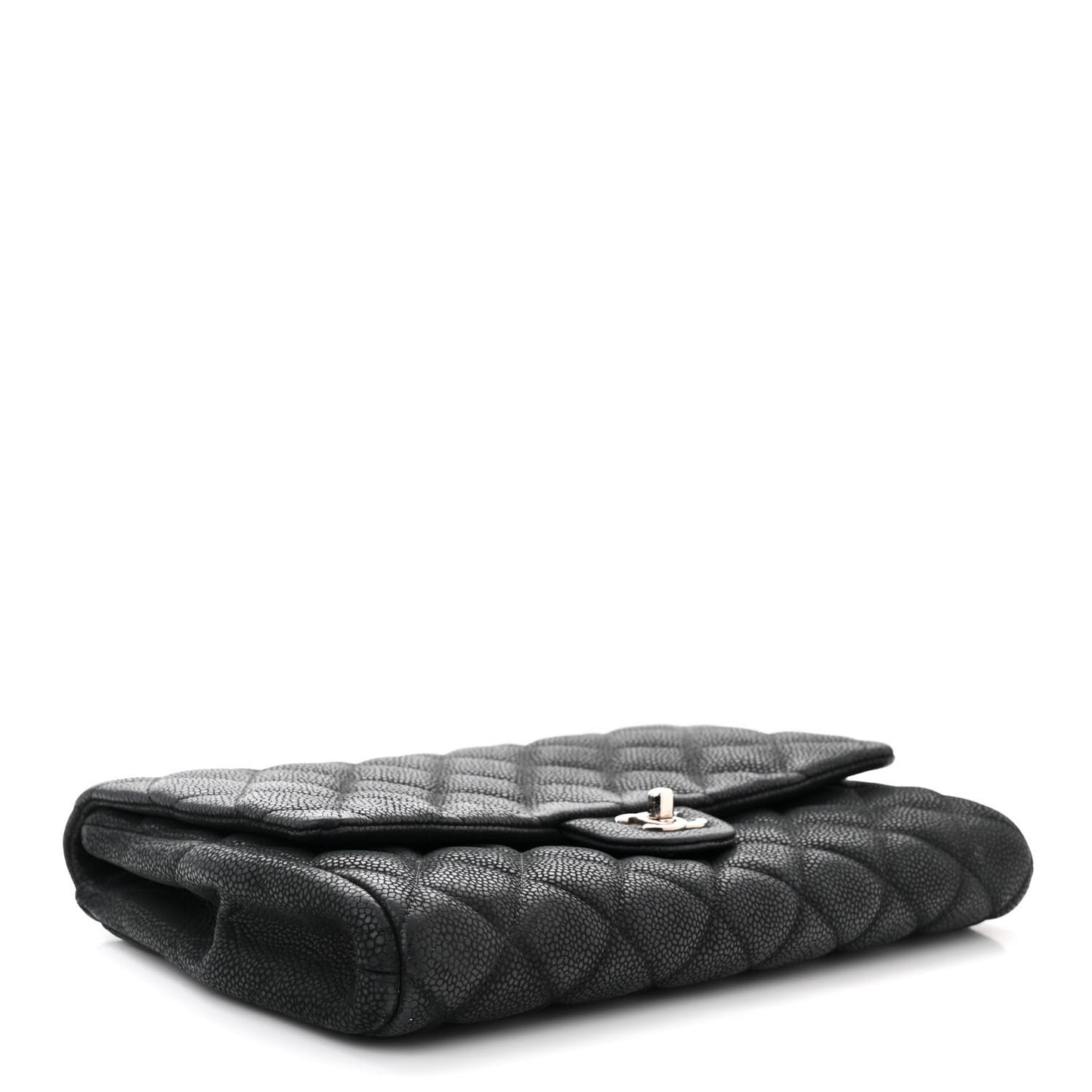 Caviar Quilted Clutch With Chain Flap Black