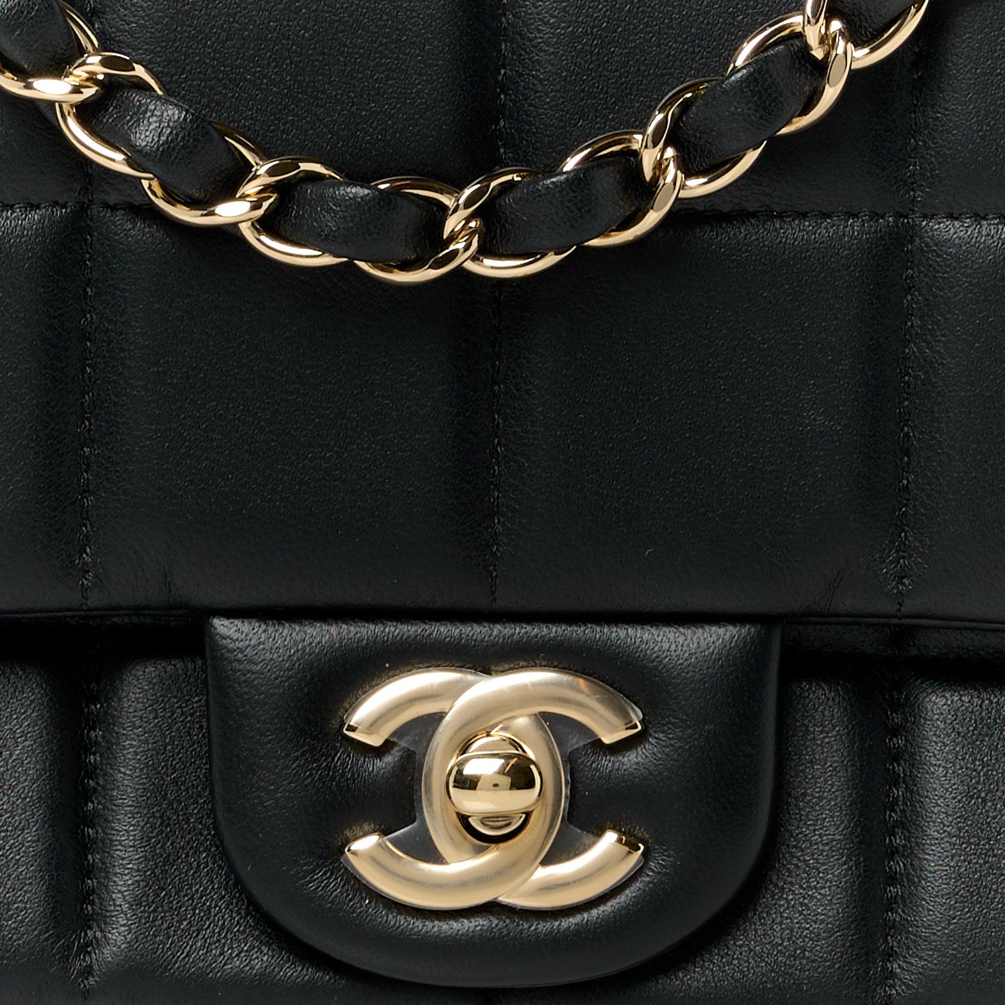Lambskin Resin Crystal Square Quilted Mini Monacoco Flap Black