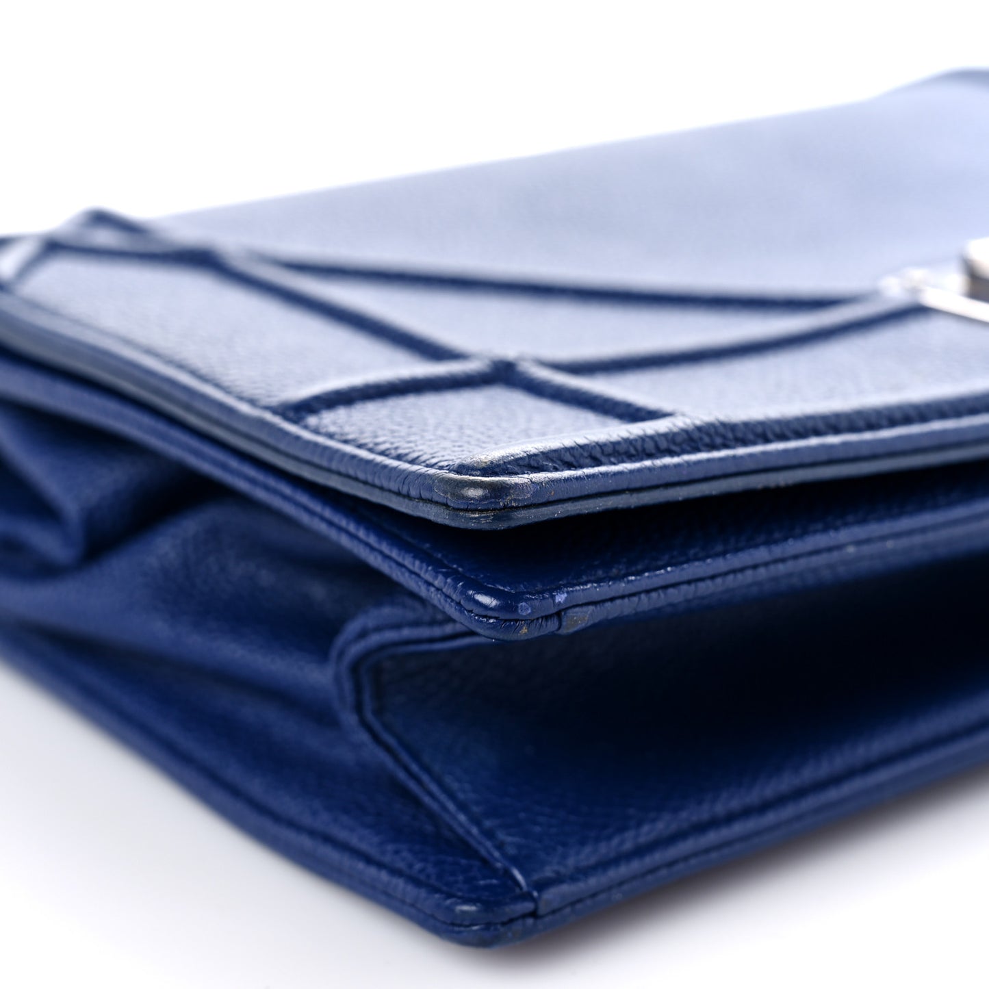 Grained Calfskin Medium Diorama Flap Bag Blue