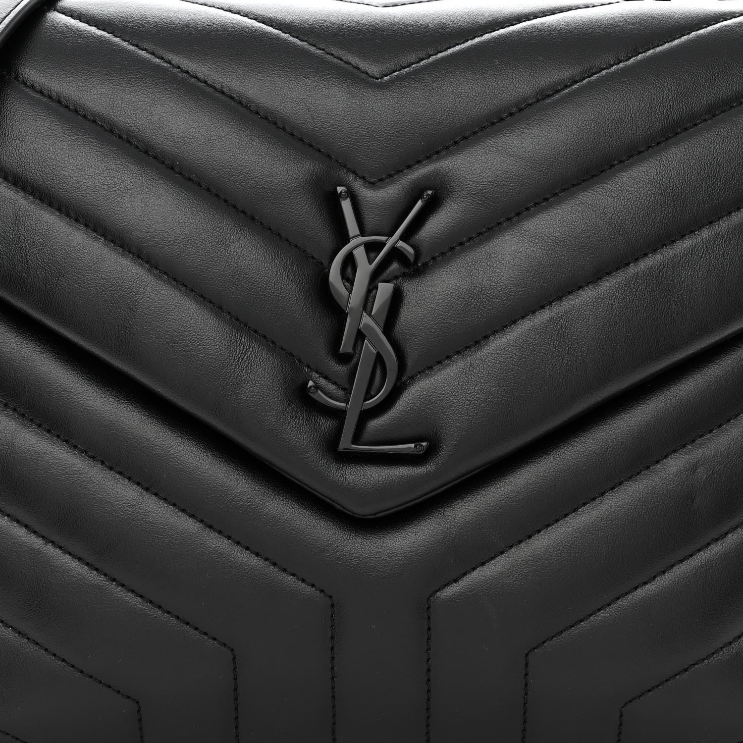 Saint Laurent Calfskin Y Quilted Monogram Monochrome Medium Loulou Chain Satchel Black 8 of 10