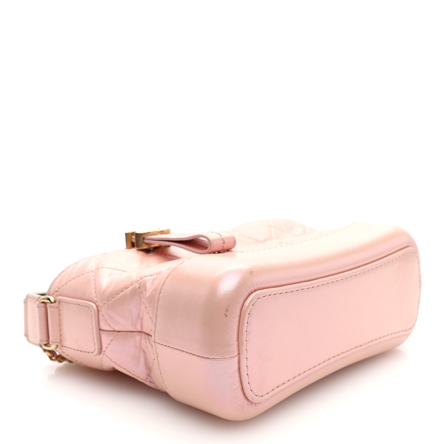 Iridescent Aged Calfskin Quilted Small Gabrielle Hobo Rose