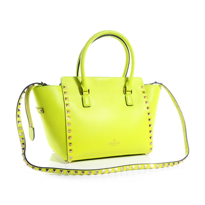 Valentino Garavani Vitello Small Rockstud Double Handle Tote Yellow Fluo 3 of 7