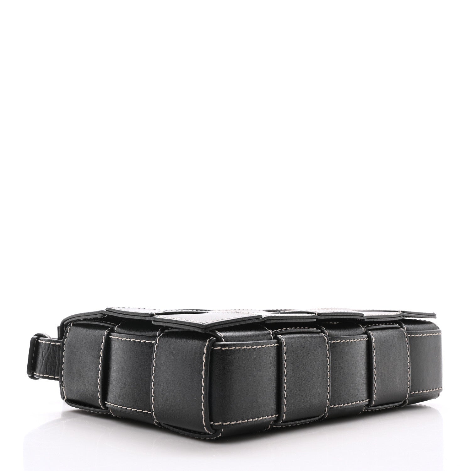 Bottega Veneta Calfskin Maxi Intrecciato Edge Stitch Cassette Crossbody Bag Black 4 of 10