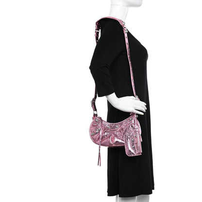 Balenciaga Metallic Agneau Arena Crystal Le Cagole Shoulder Bag XS Met Pink 2 of 11