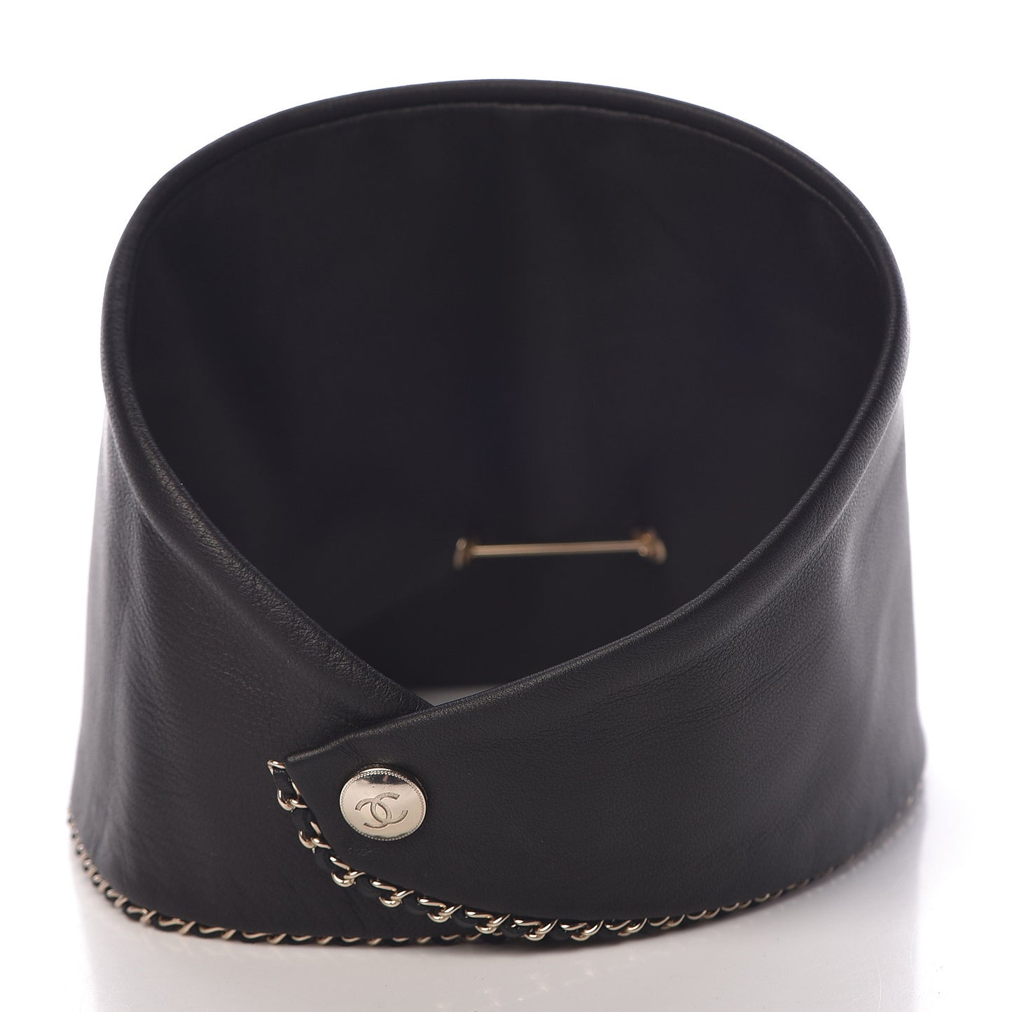 Lambskin Calfskin Chain CC Bandana Black Gold