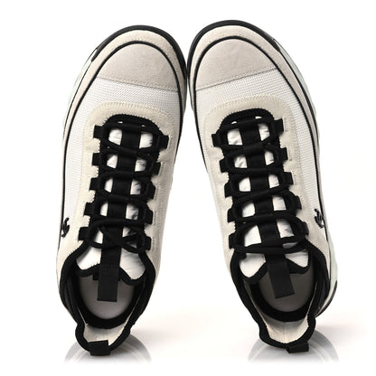 Chanel Fabric Suede Calfskin CC Sneakers 41 White Light Grey 2 of 11