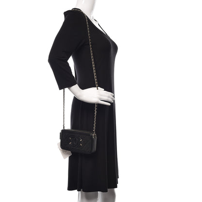 Chanel Caviar Quilted CC Filigree Clutch With Chain Black 2 of 14