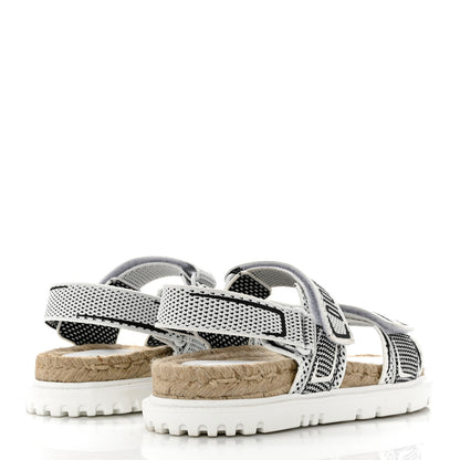 Christian Dior Technical Knit Jute Dioract 10mm Sandals 37 White Black 4 of 9