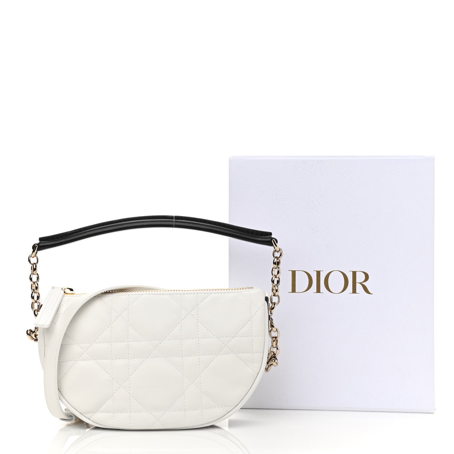 Christian Dior Lambskin Cannage Small Dior Vibe Hobo Bag White 11 of 11