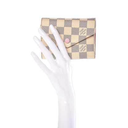 Louis Vuitton Damier Azur Victorine Wallet Rose Ballerine 2 of 10