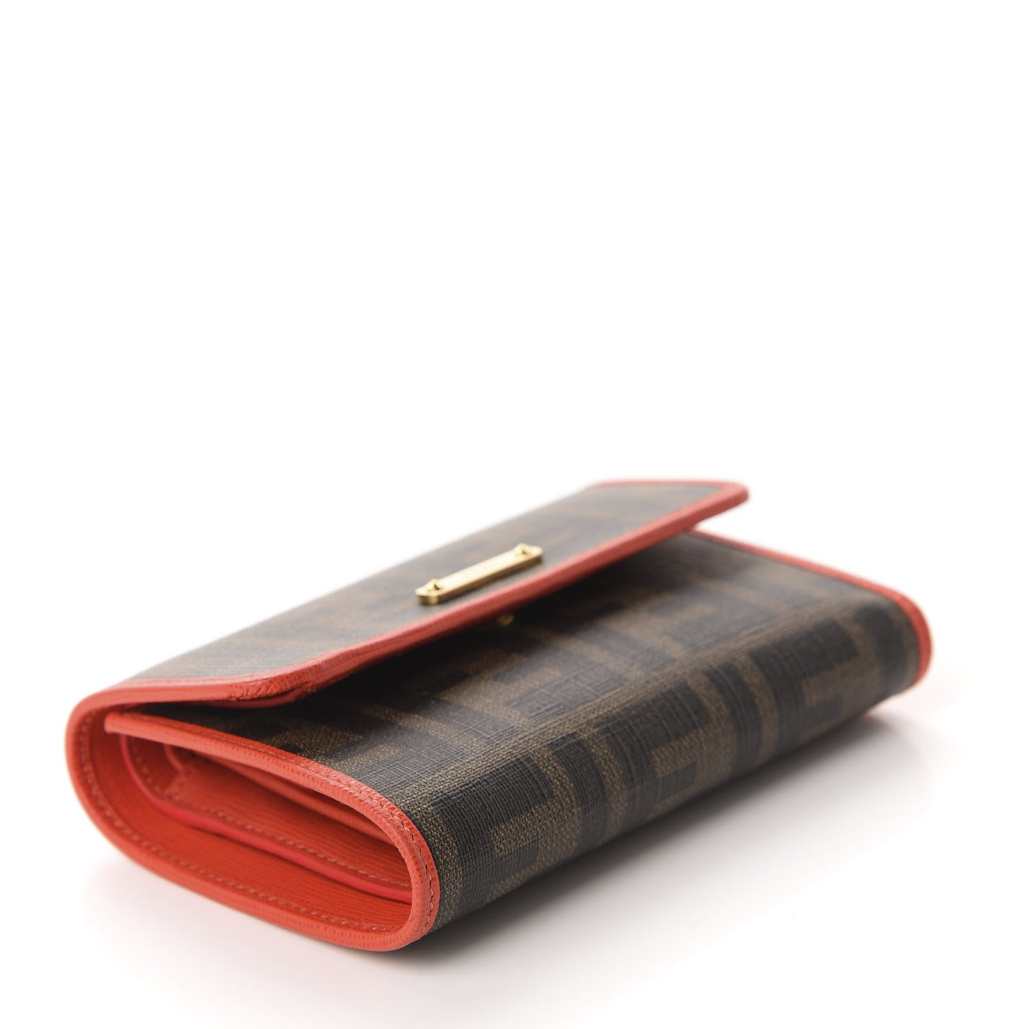 Fendi Zucca Spalmati Vitello Elite Tri-Fold Wallet Tobacco Papavero 4 of 9