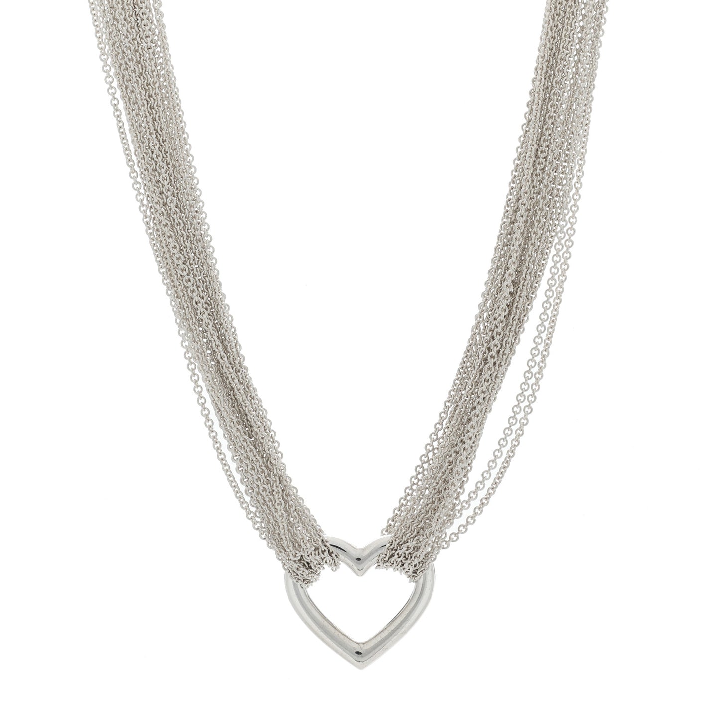 Sterling Silver Heart Multi Chain Toggle Necklace