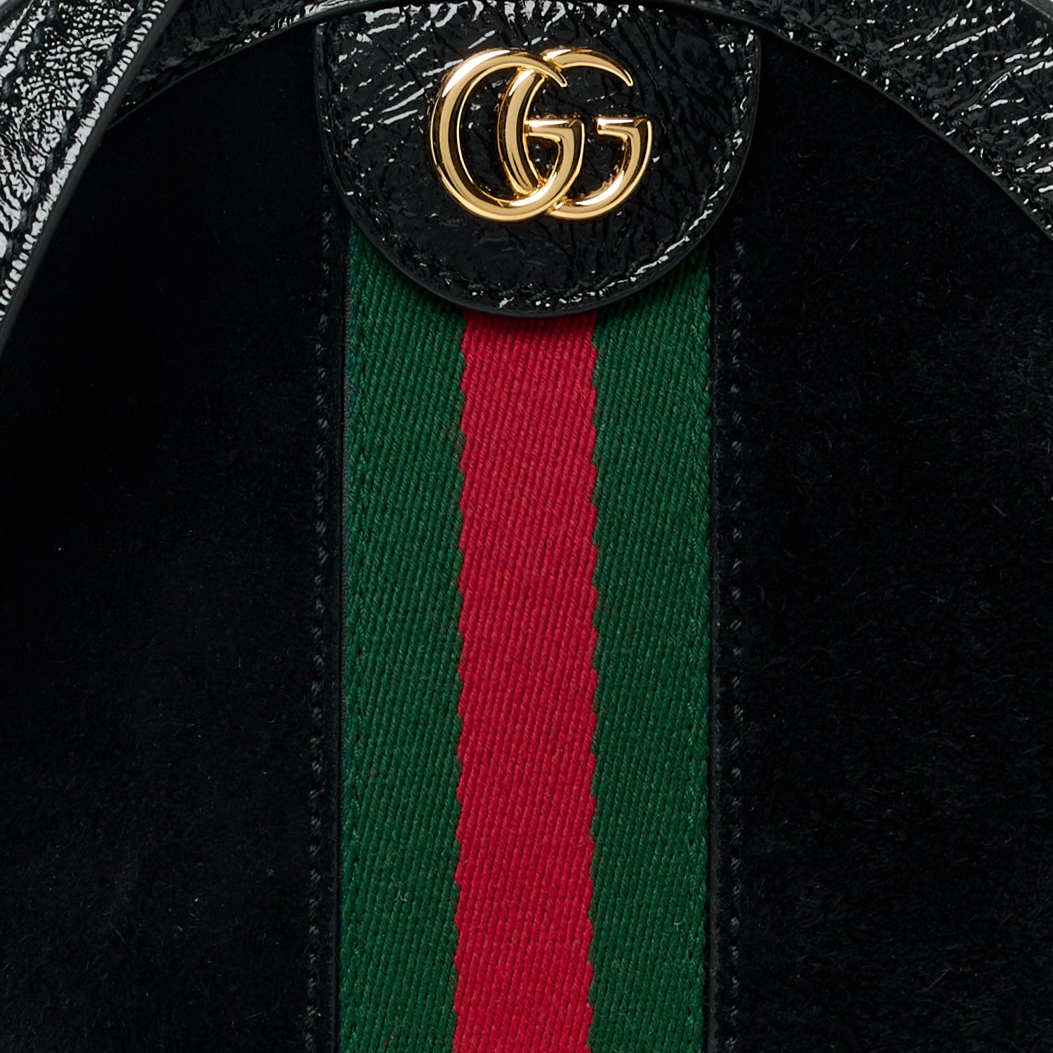 Gucci Suede Patent Web Mini Ophidia Round Shoulder Bag Black 9 of 11