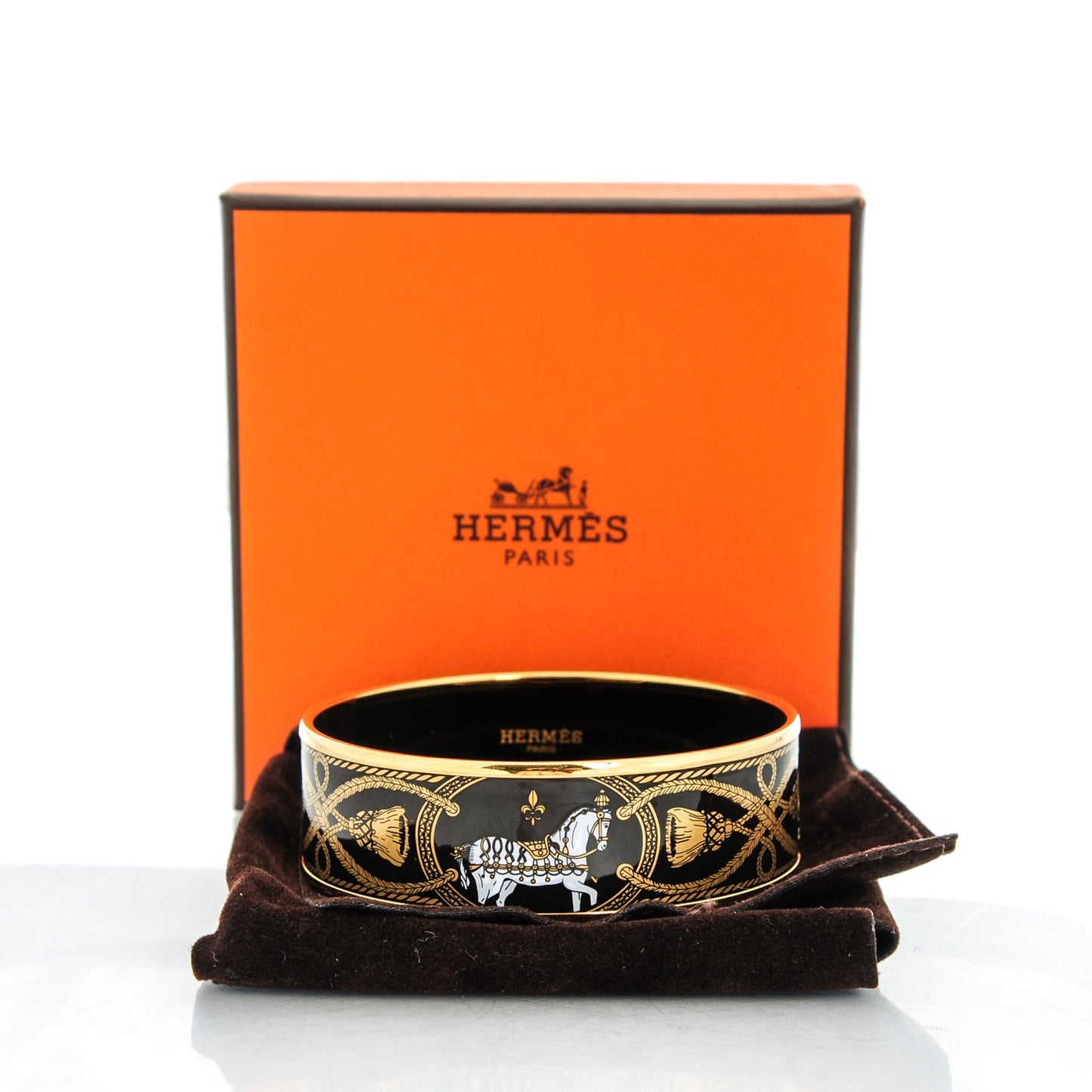 Enamel Printed Wide Grand Apparat Bracelet 65 Black