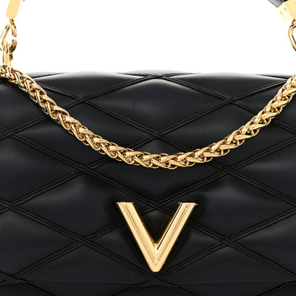 Louis Vuitton Lambskin Malletage Top Handle GO-14 MM Bleu Marine 8 of 12
