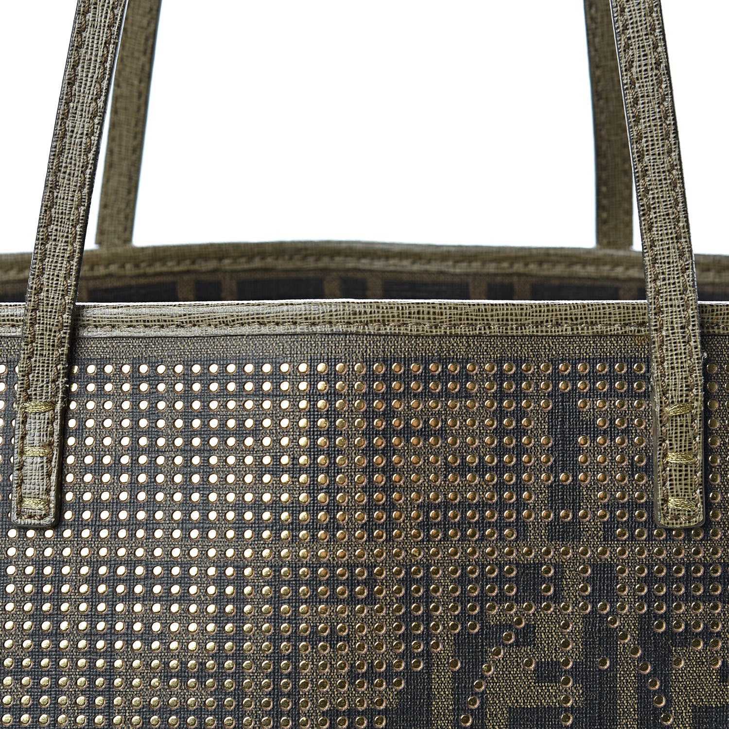 Fendi Zucca Lampo Studded Roll Tote Tobacco 8 of 12