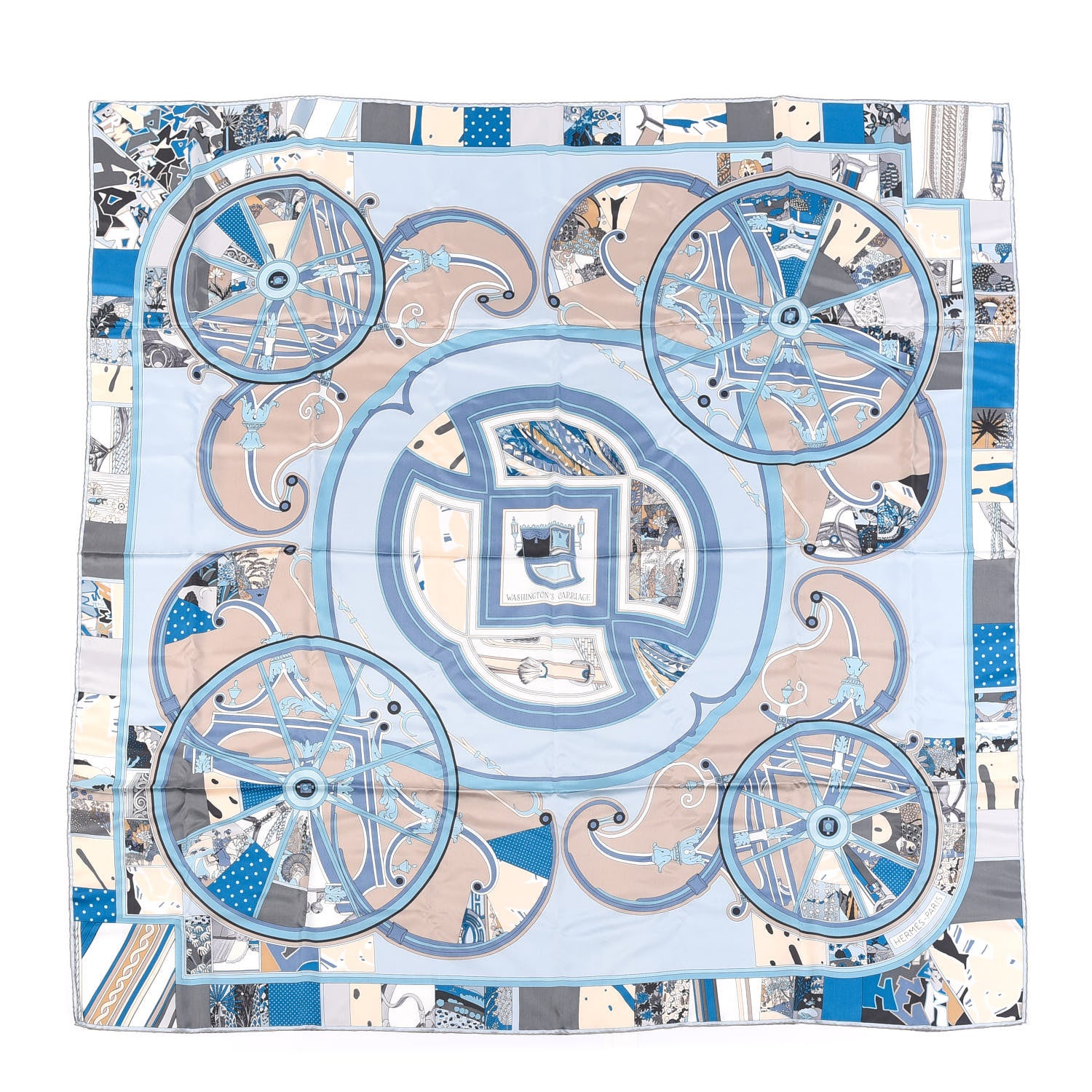 Hermes Washed Silk Washington's Carriage Scarf 90 1 of 3