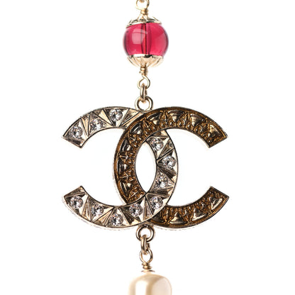Chanel Pearl Beaded Crystal CC Long Necklace Gold Multi 2 of 4