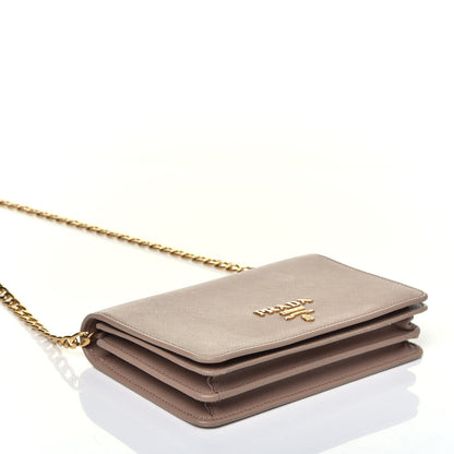 Prada Saffiano Lux Chain Wallet Cipria 4 of 9