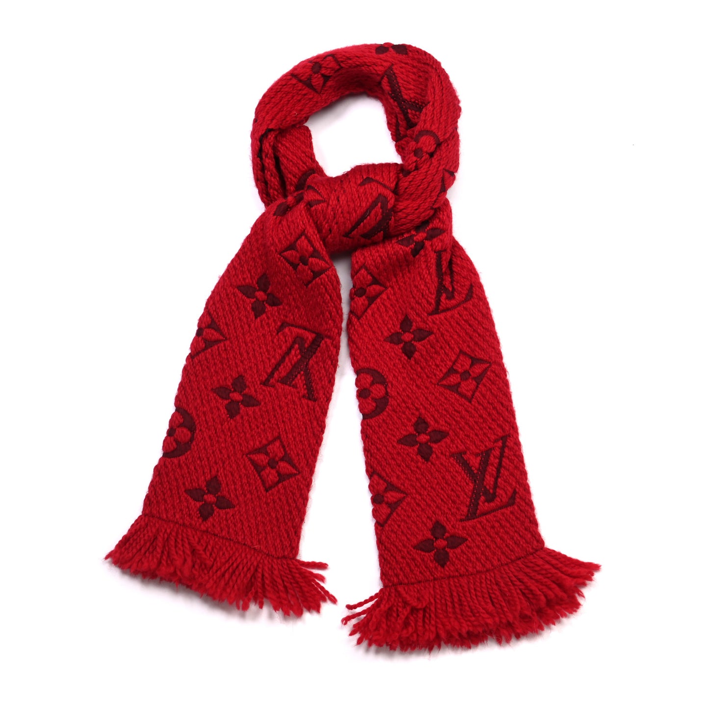 Wool Silk Logomania Scarf Rubis