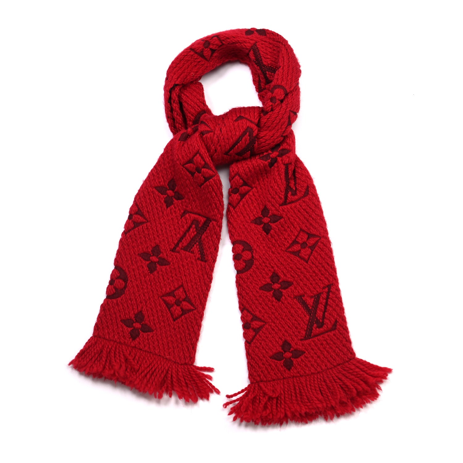 Louis Vuitton Wool Silk Logomania Scarf Rubis 1 of 4