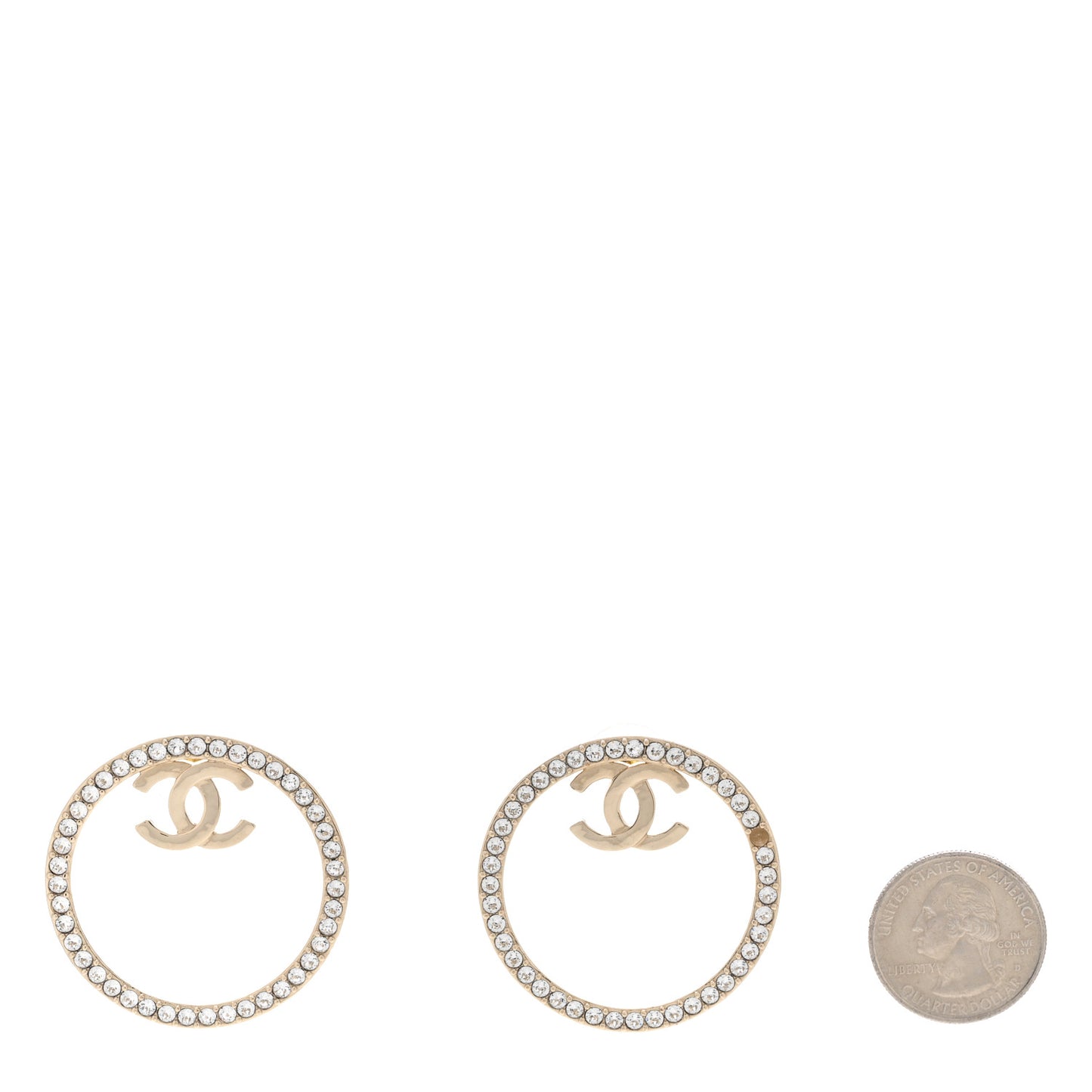 Crystal CC Large Hoop Earrings Gold