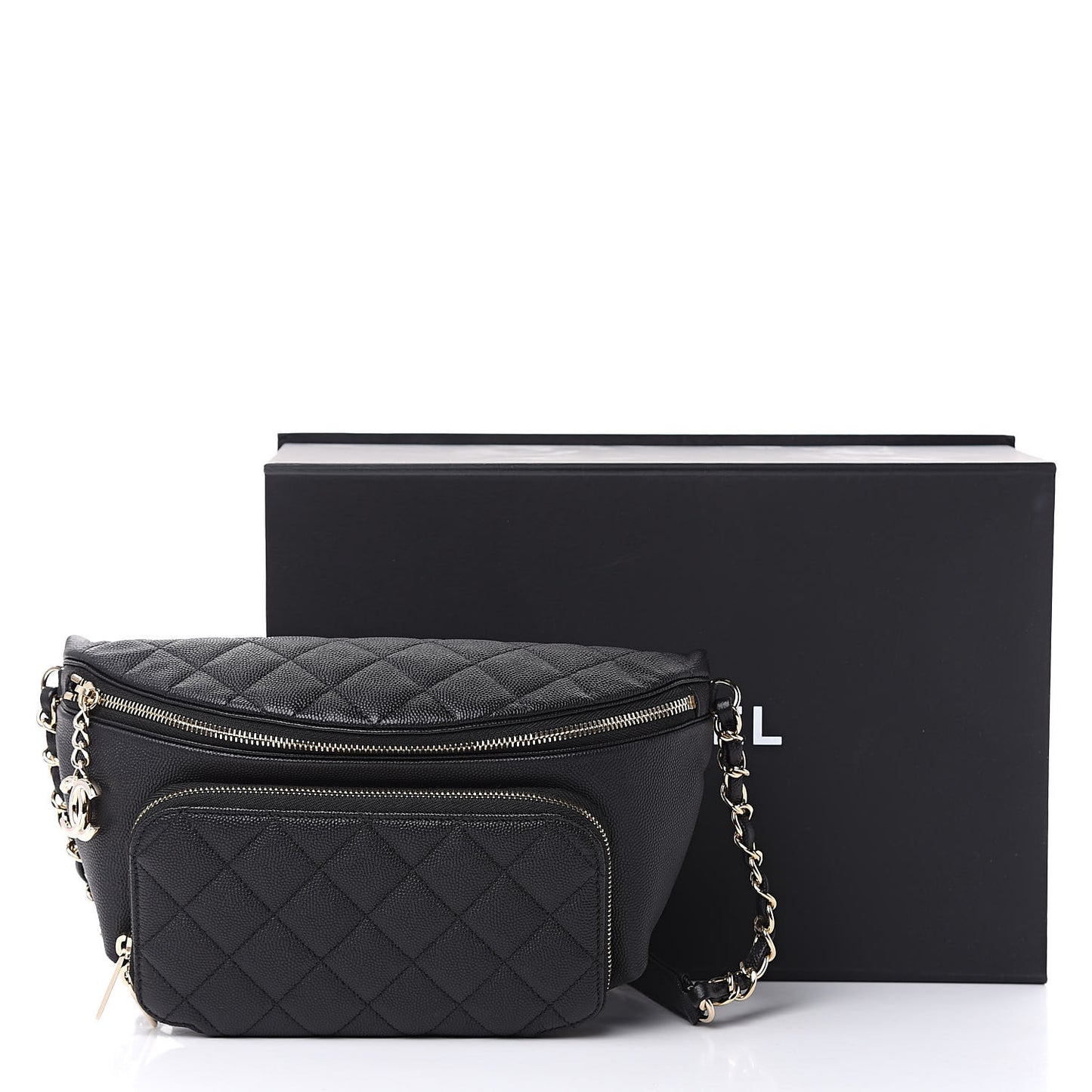 Caviar Quilted Business Affinity Waist Belt Bag Black