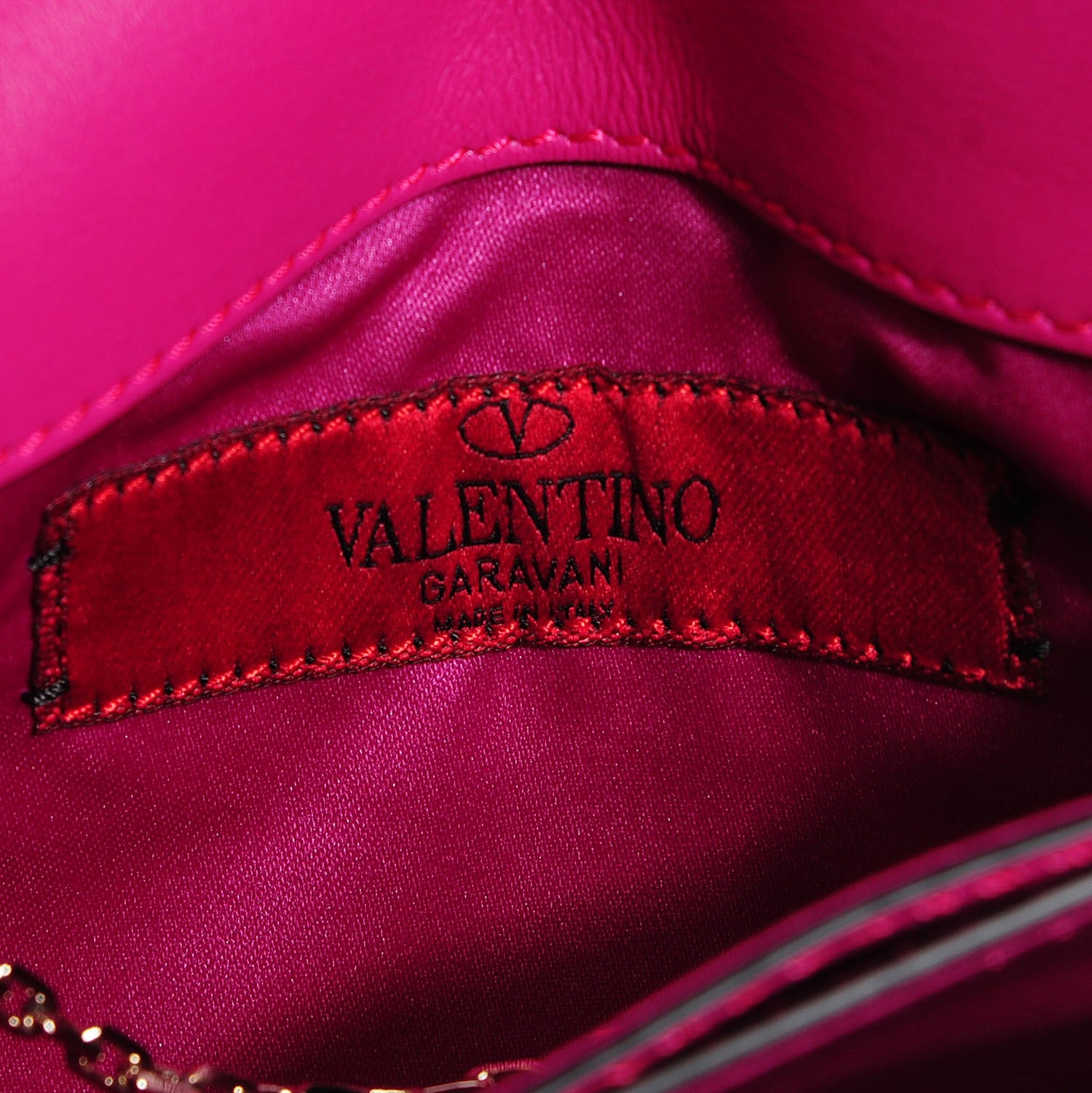 Valentino Garavani Vitello Rockstud Chain Flap Crossbody Bag Fuxia 6 of 8