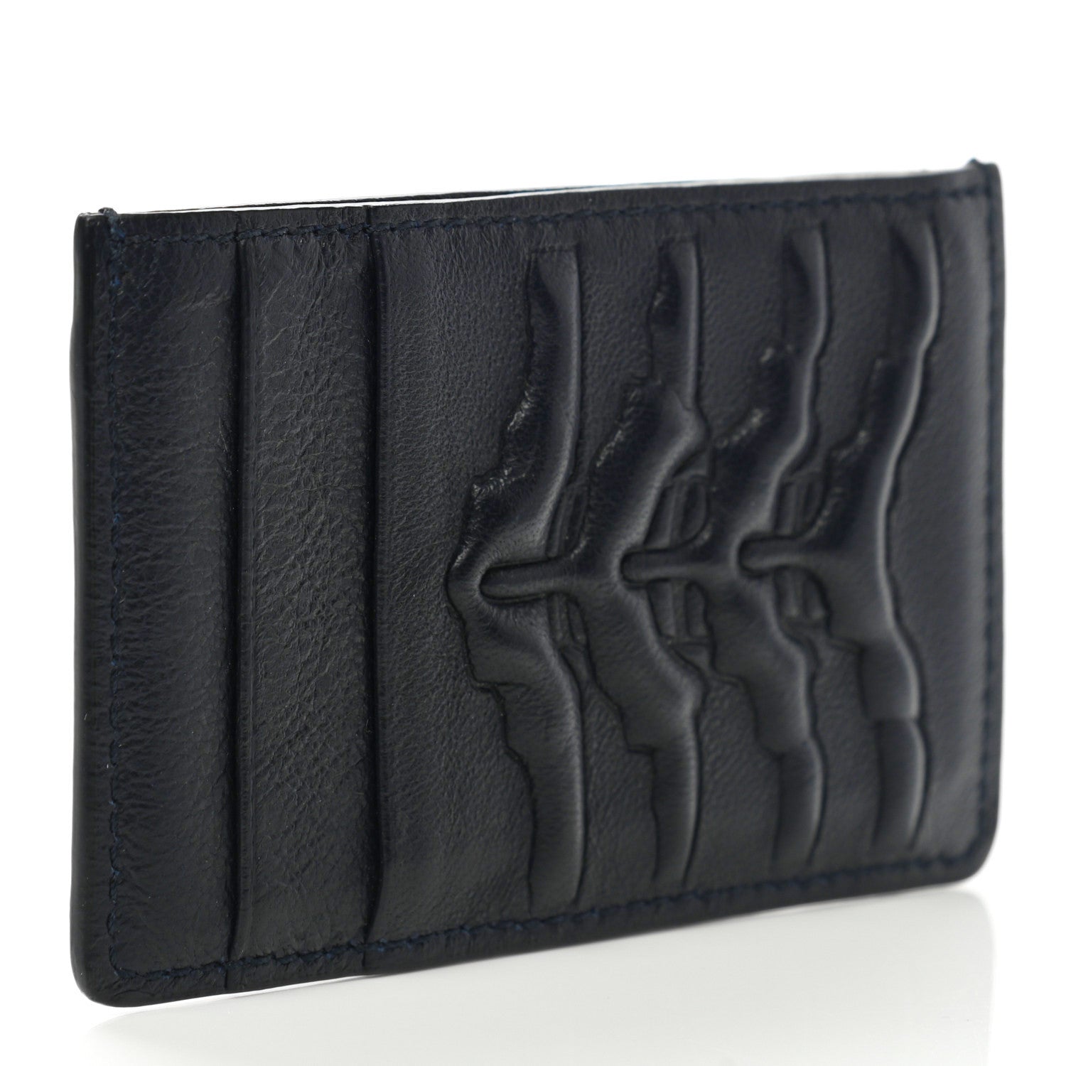 Alexander McQueen Calfskin Embossed Card Holder Navy 3 of 10