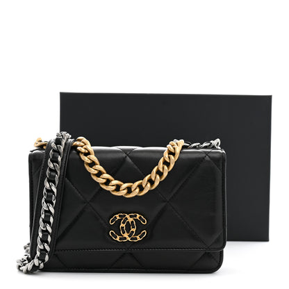 Chanel Lambskin Quilted Chanel 19 Wallet On Chain WOC Black 12 of 12