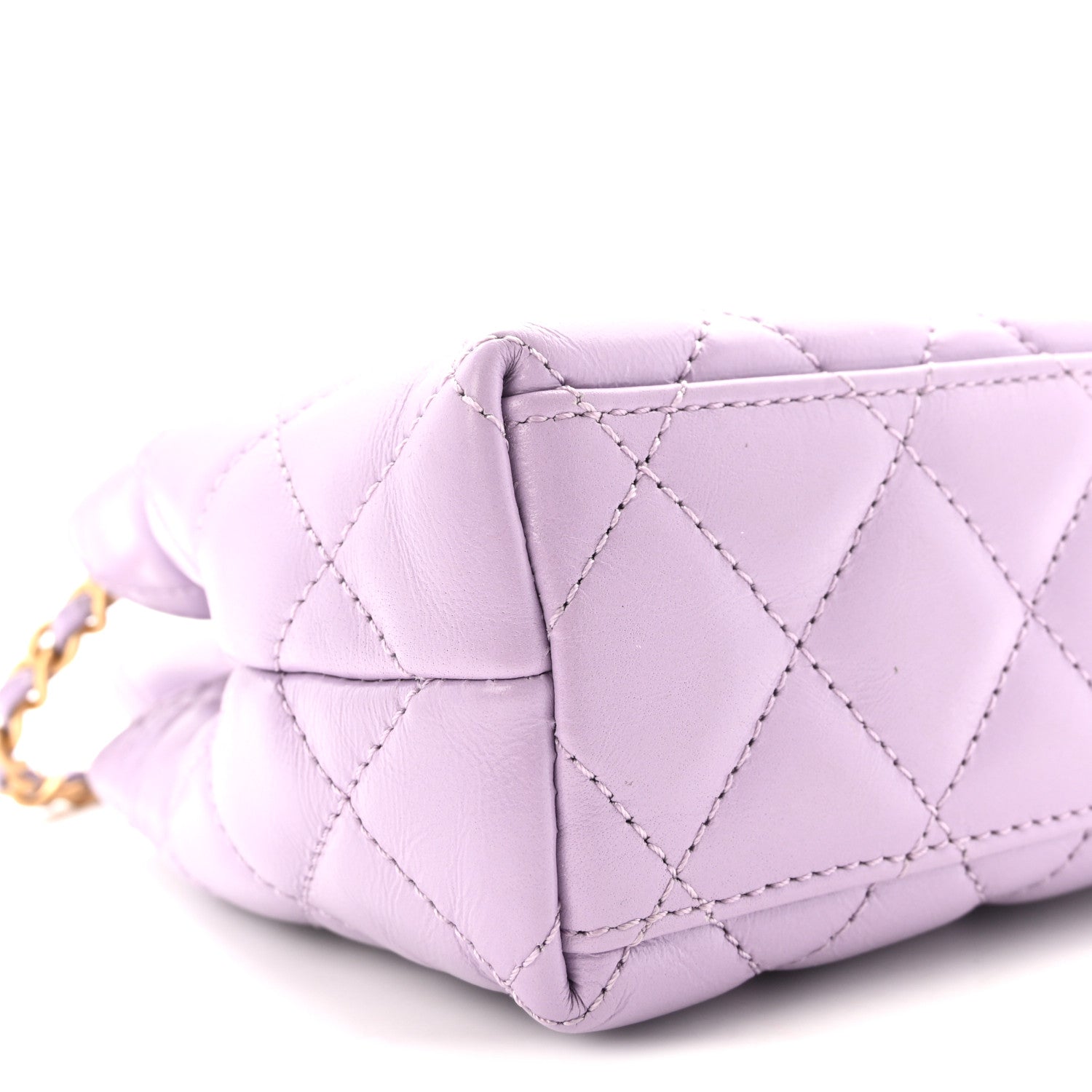 Chanel Shiny Aged Calfskin Quilted Nano Kelly Shopper Lilac 9 of 10