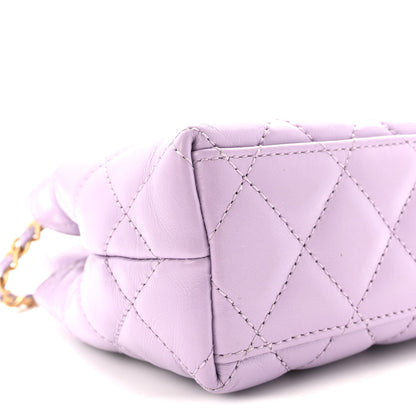Chanel Shiny Aged Calfskin Quilted Nano Kelly Shopper Lilac 9 of 10