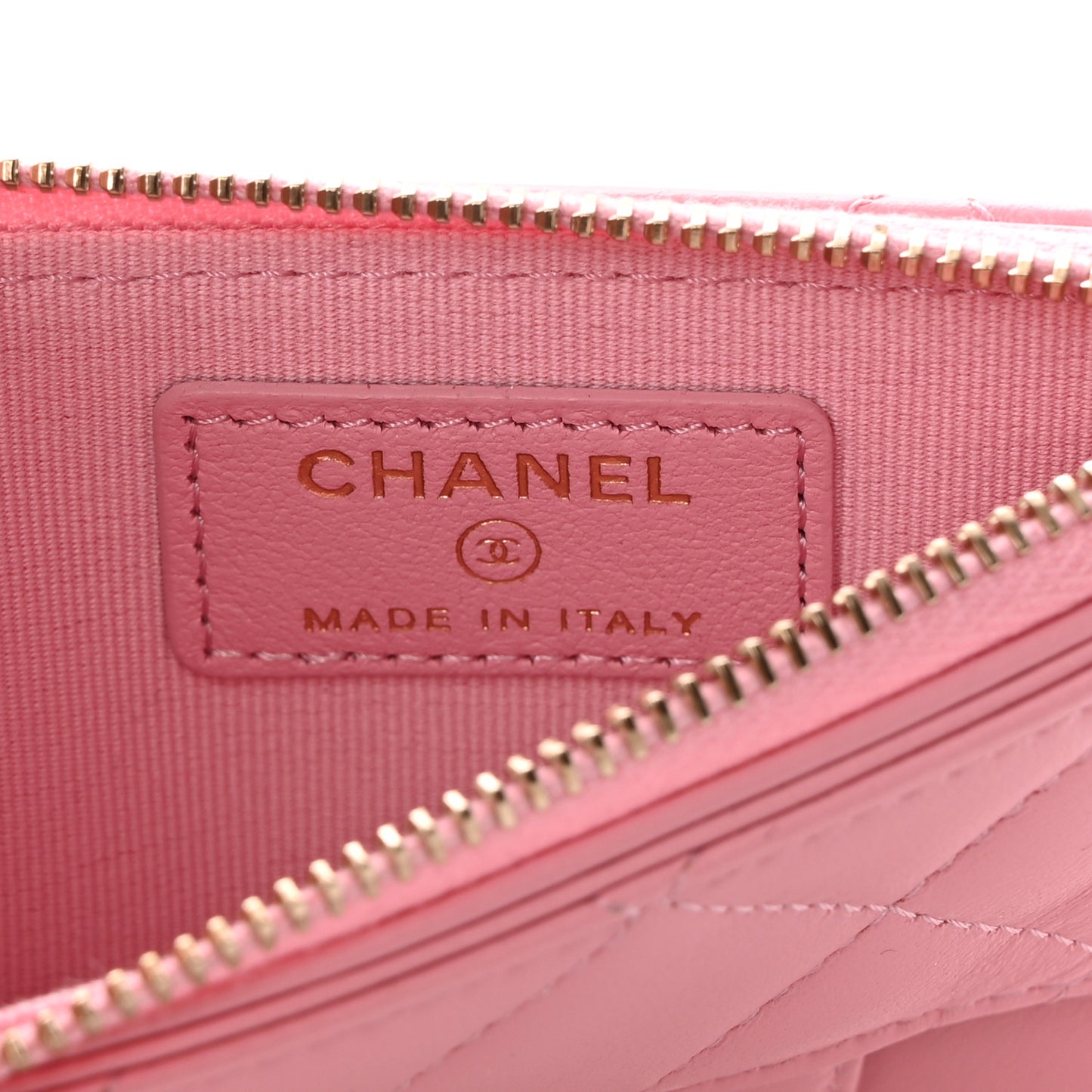 Lambskin Quilted Flap Zip Card Holder Pink