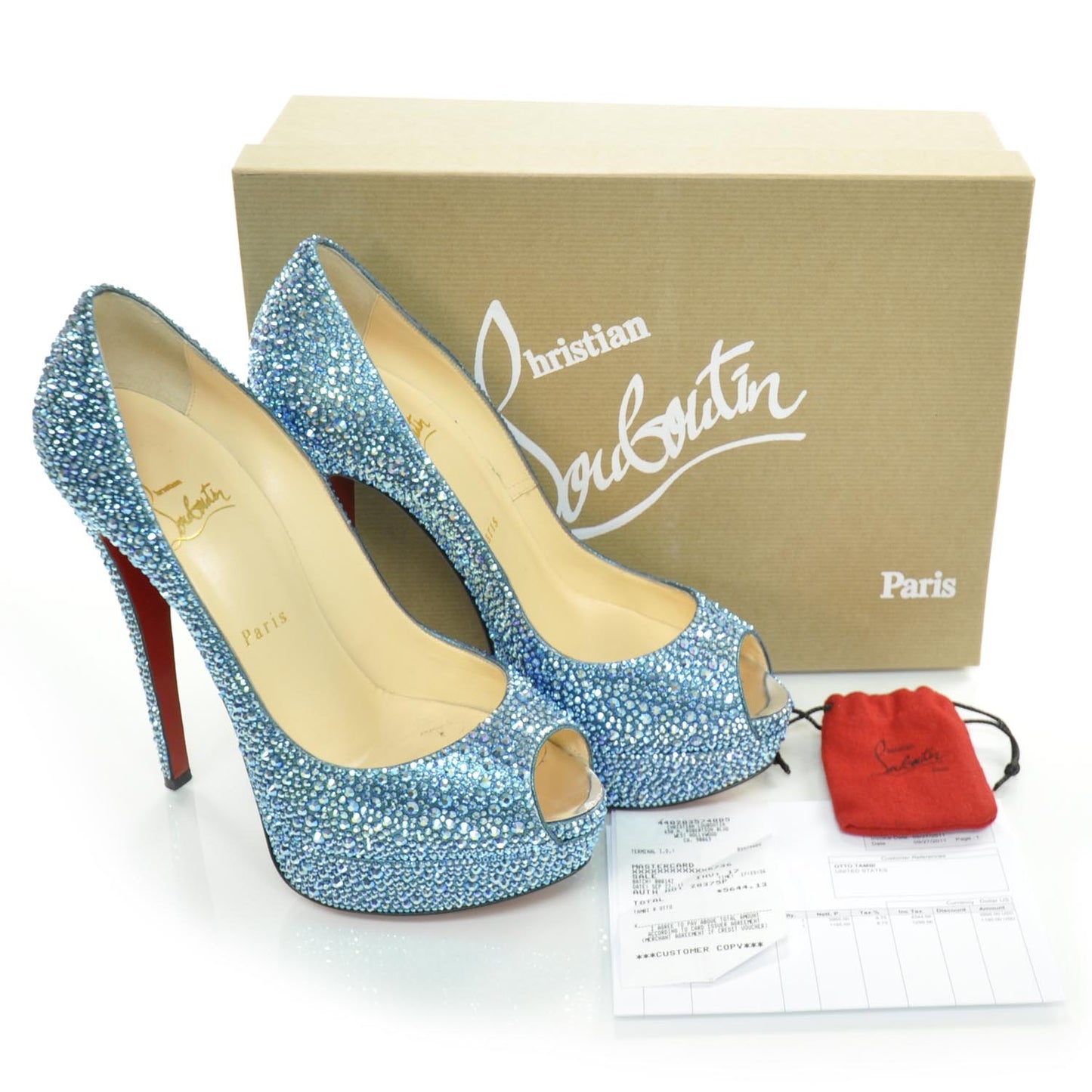 Strass Lady Peep 150 Pumps 38 Sapphire