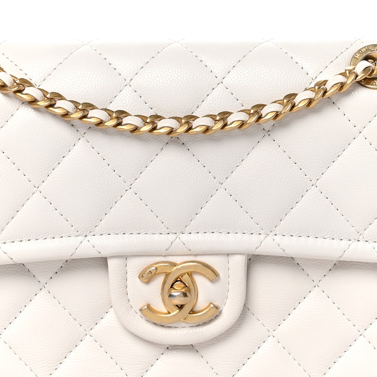 Caviar Quilted Medium Sweet Classic Flap White