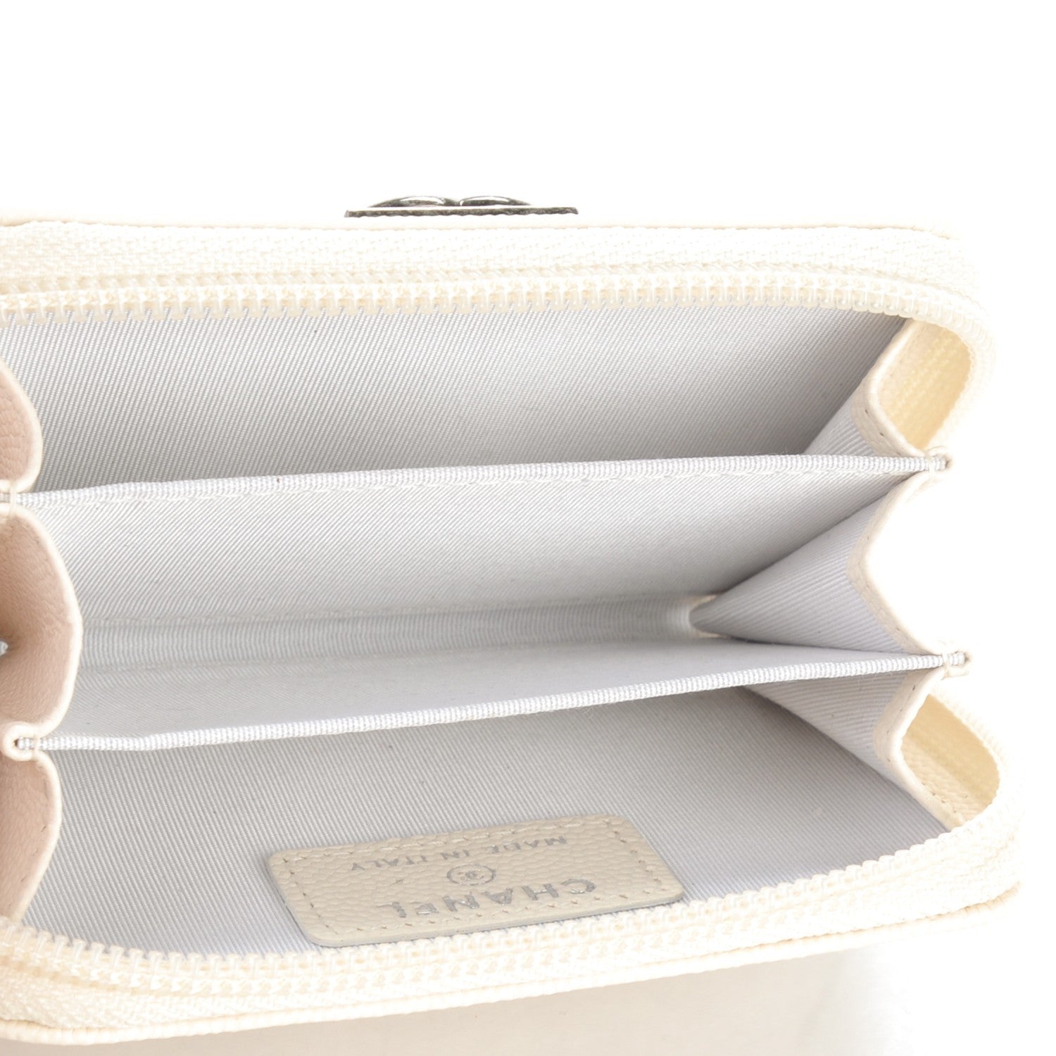 Chanel Caviar Quilted Boy Zip Around Coin Purse Wallet Ivory 5 of 7