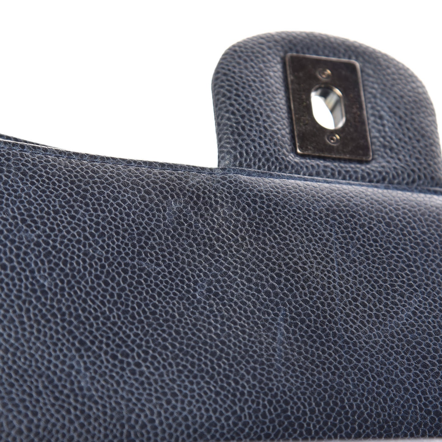 Caviar Quilted Large Retro Class Flap Dark Navy Blue