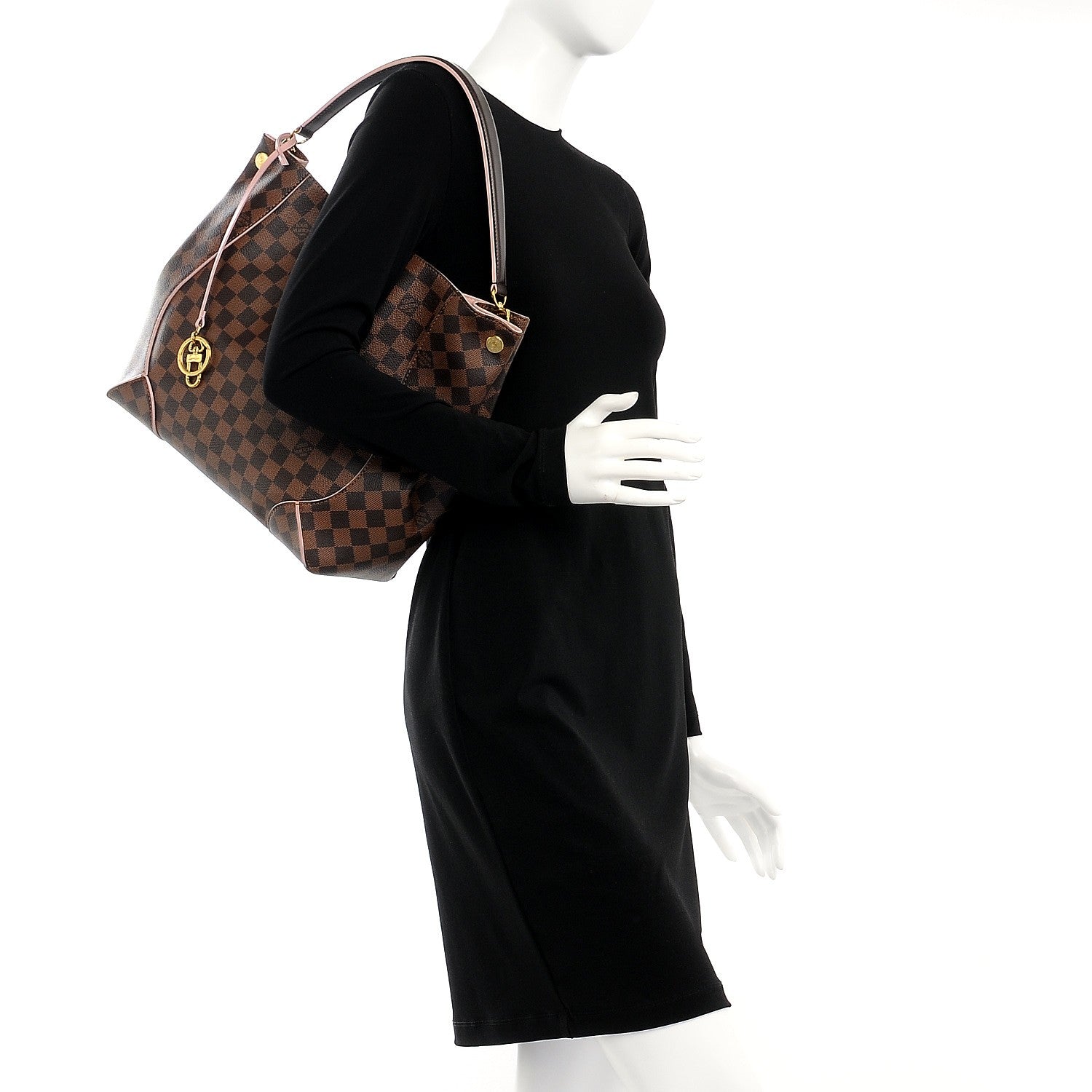 Louis Vuitton Damier Ebene Caissa Hobo Rose Ballerine 2 of 8