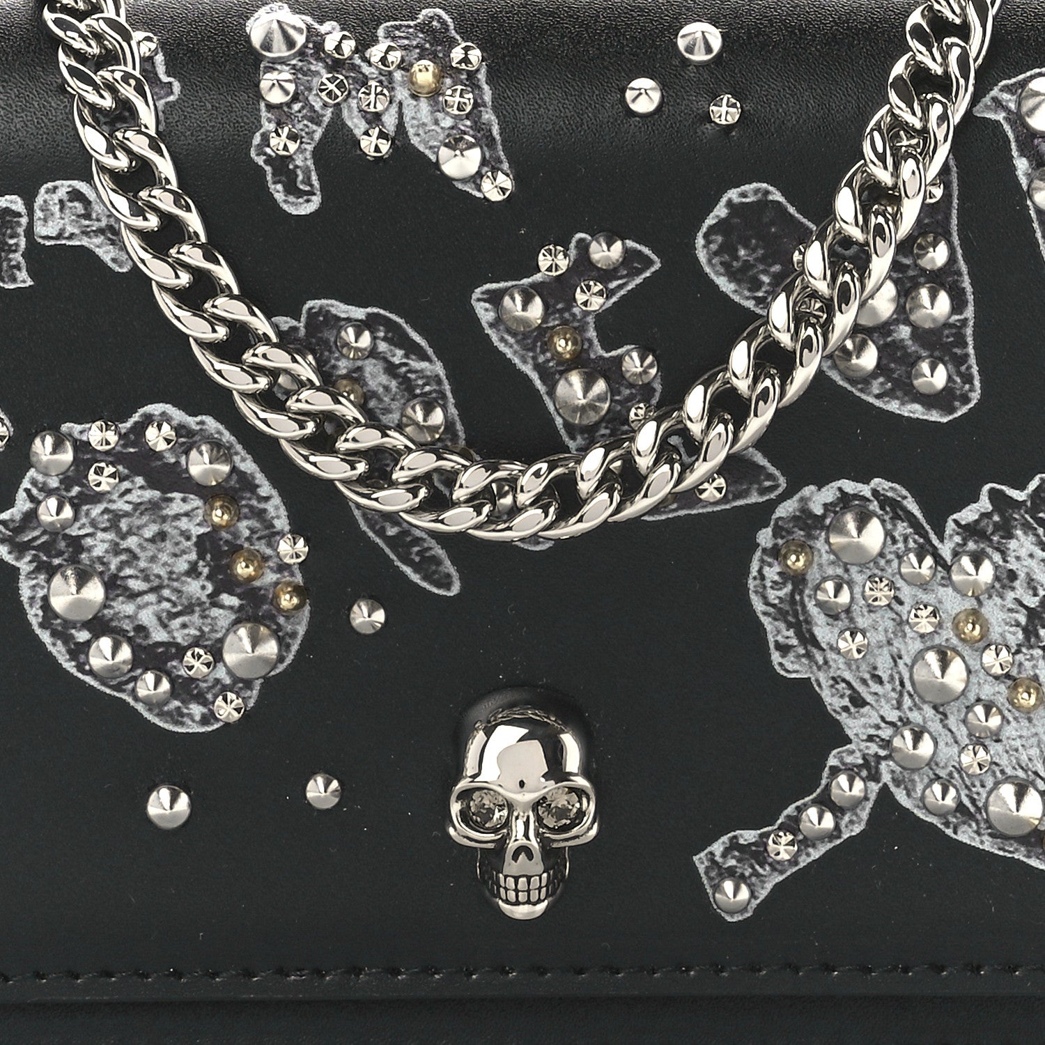 Alexander McQueen Calfskin Embellished Skull Mini Shoulder Bag Black 8 of 12