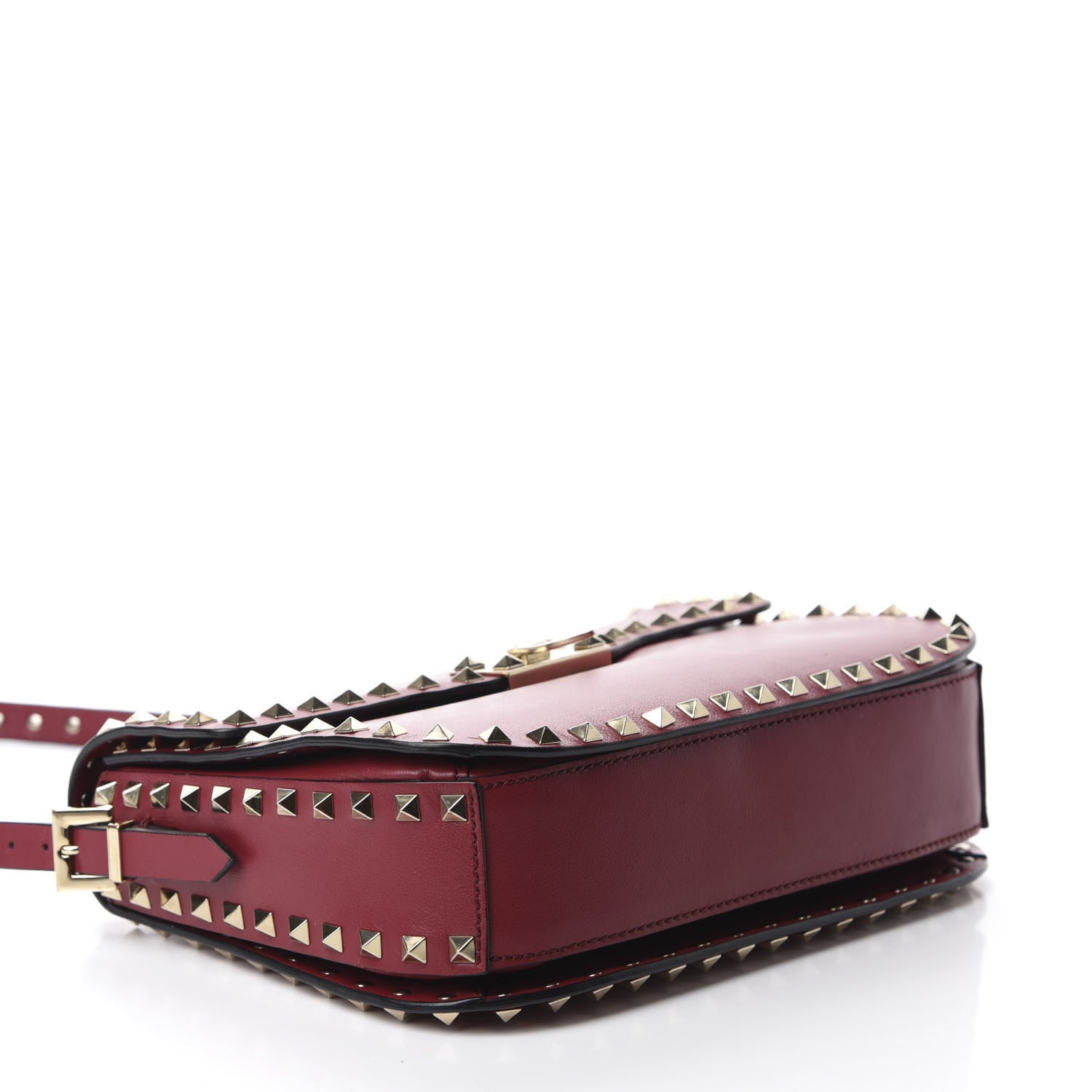Valentino Garavani Vitello Medium Rockstud Flap Saddle Bag Scarlet 4 of 10