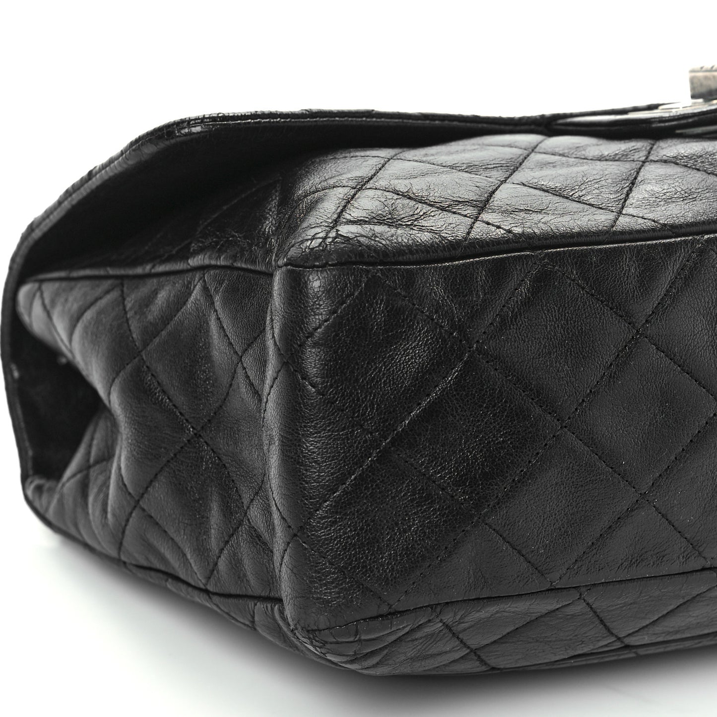 Washed Lambskin Quilted Jumbo Hybrid Reissue Flap Black