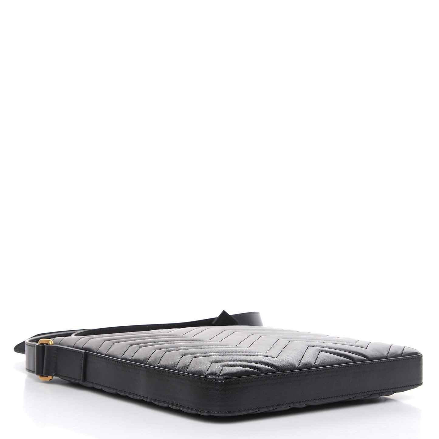 Calfskin Matelasse GG Marmont Flat Messenger Bag Black